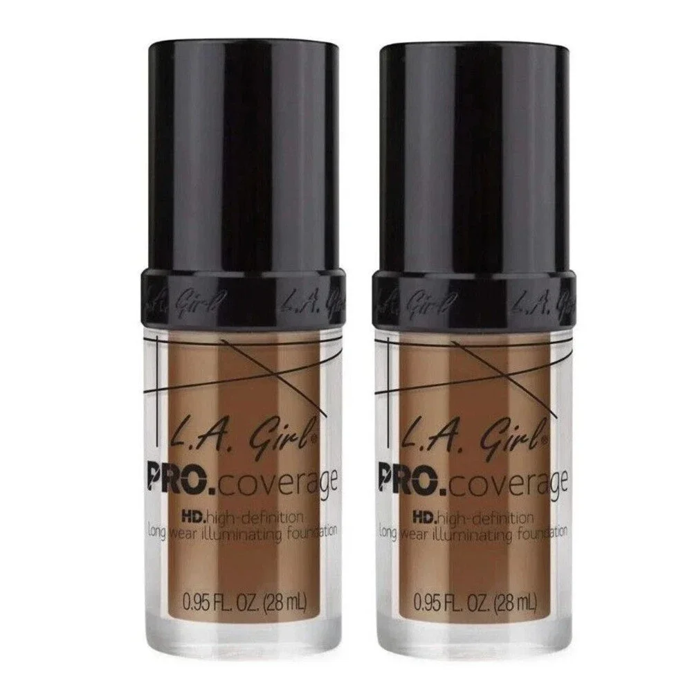 Lot of 2 L.A. Girl Pro Coverage Liquid Foundation HD Illuminating GLM654 Coffee